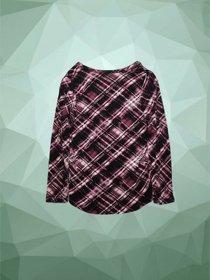 M&Co pink-fekete mintás hosszú ujjú blúz