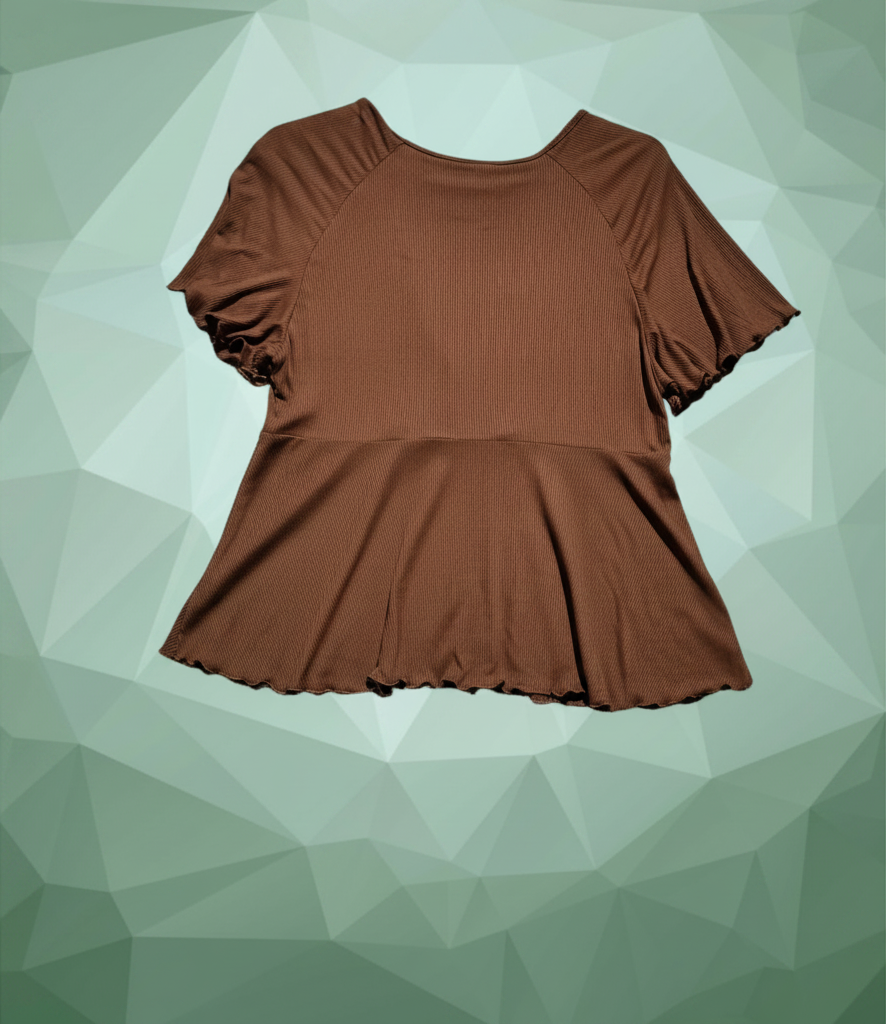 Shein barna átlapolt peplum rövid ujjú nõi felsõ