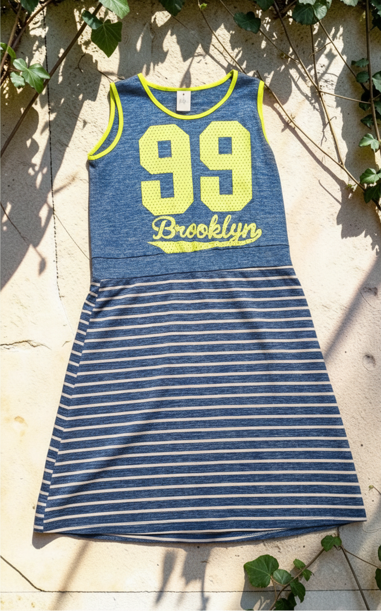 J & X kék-sárga „Brooklyn 99” ruha