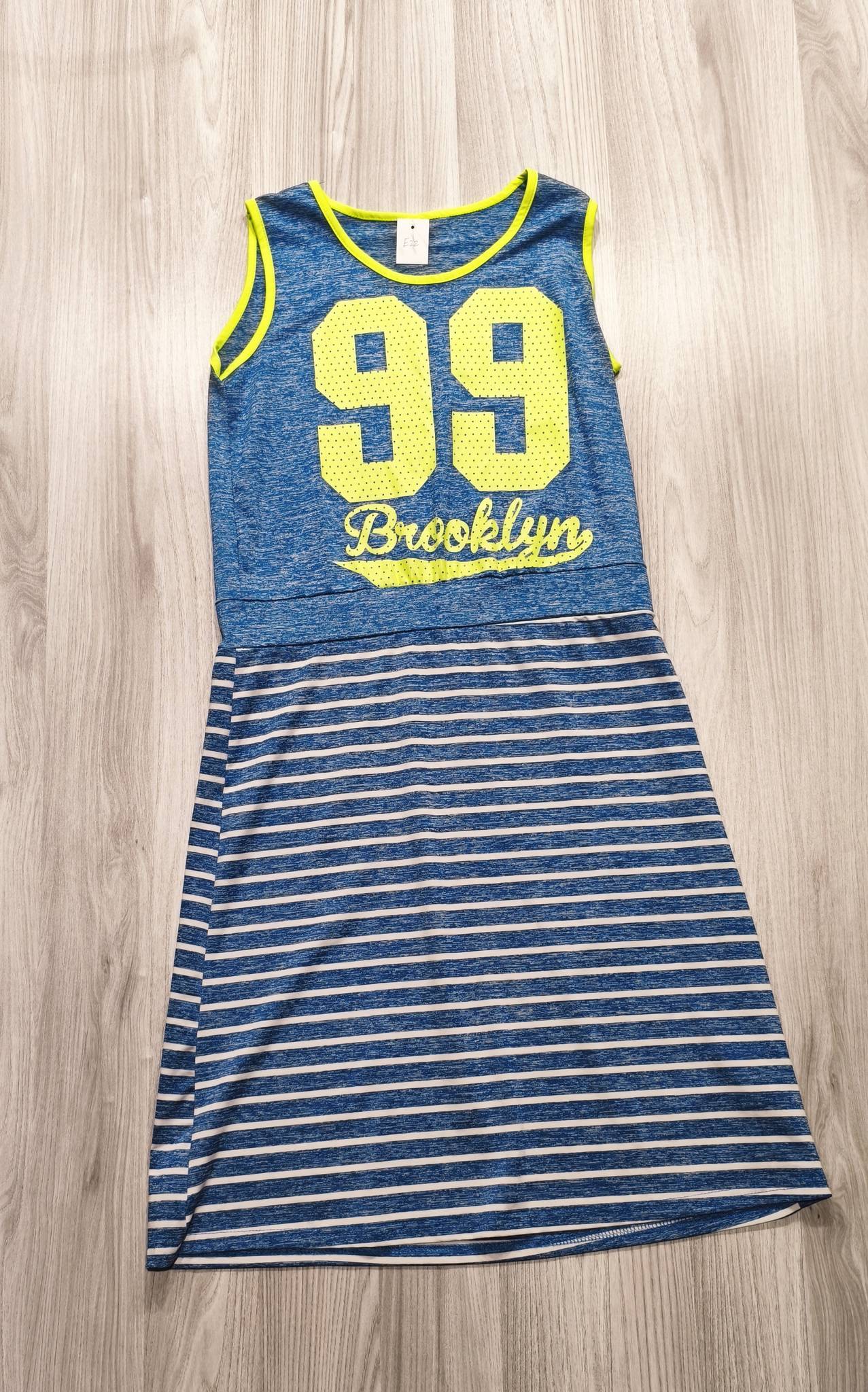 J & X kék-sárga „Brooklyn 99” ruha