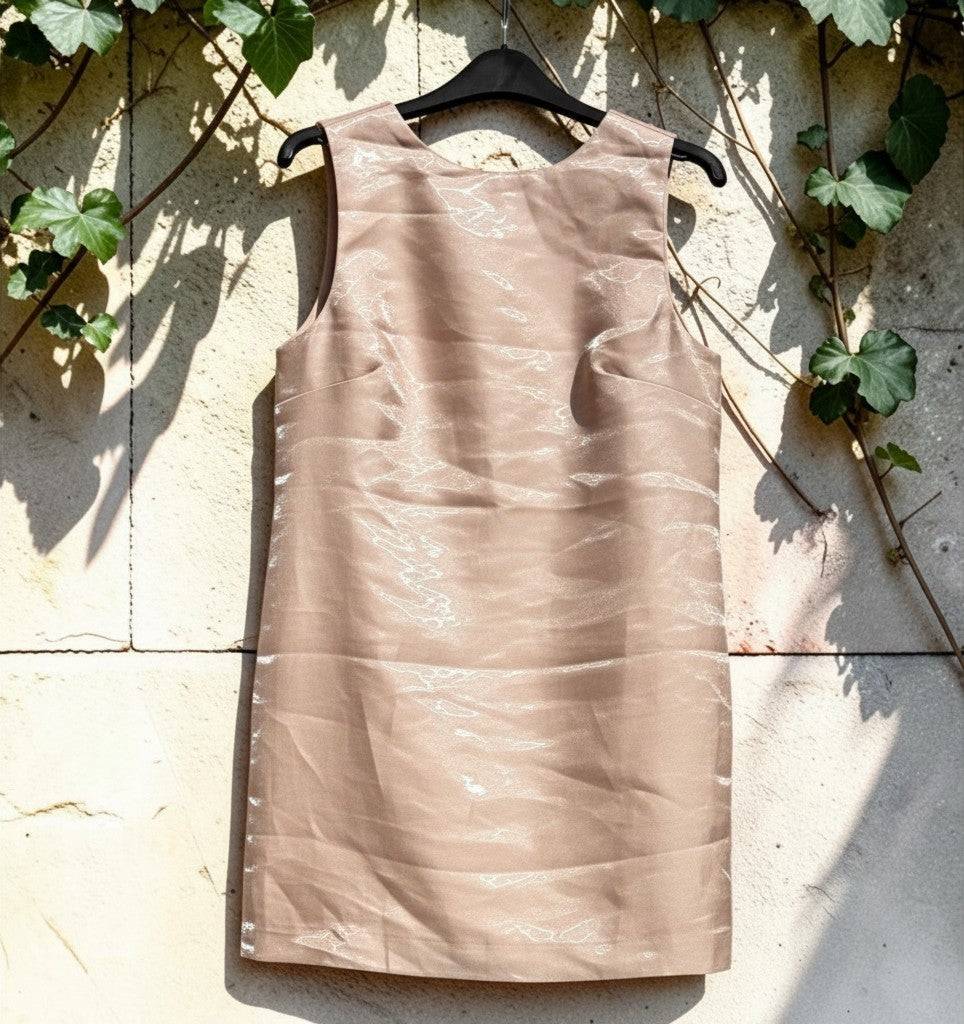 H&M barackrózsaszín fényes ujjatlan miniruha