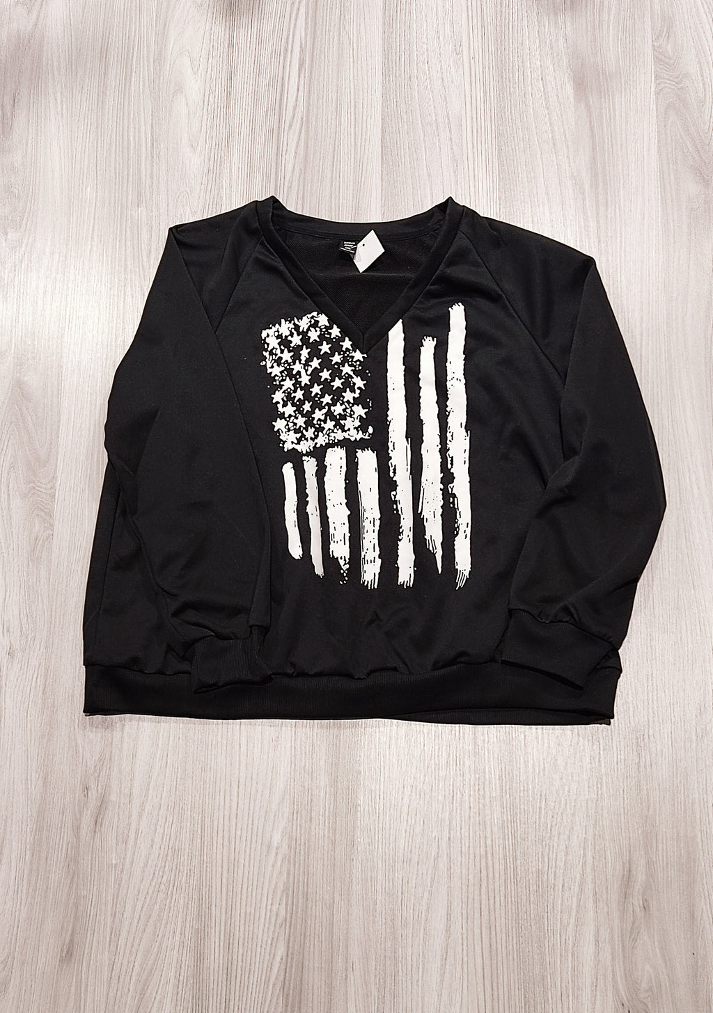 Shein fekete amerikai zászló mintás pulóver