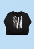 Shein fekete amerikai zászló mintás pulóver
