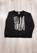 Shein fekete amerikai zászló mintás pulóver