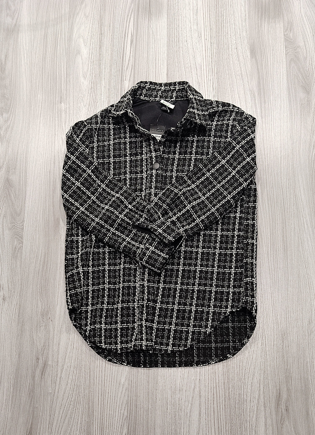 New Look fekete-fehér tweed kabát