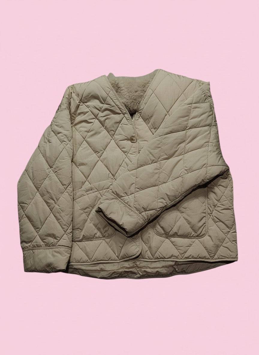 River Island krémszínû szõrmegalléros kabát