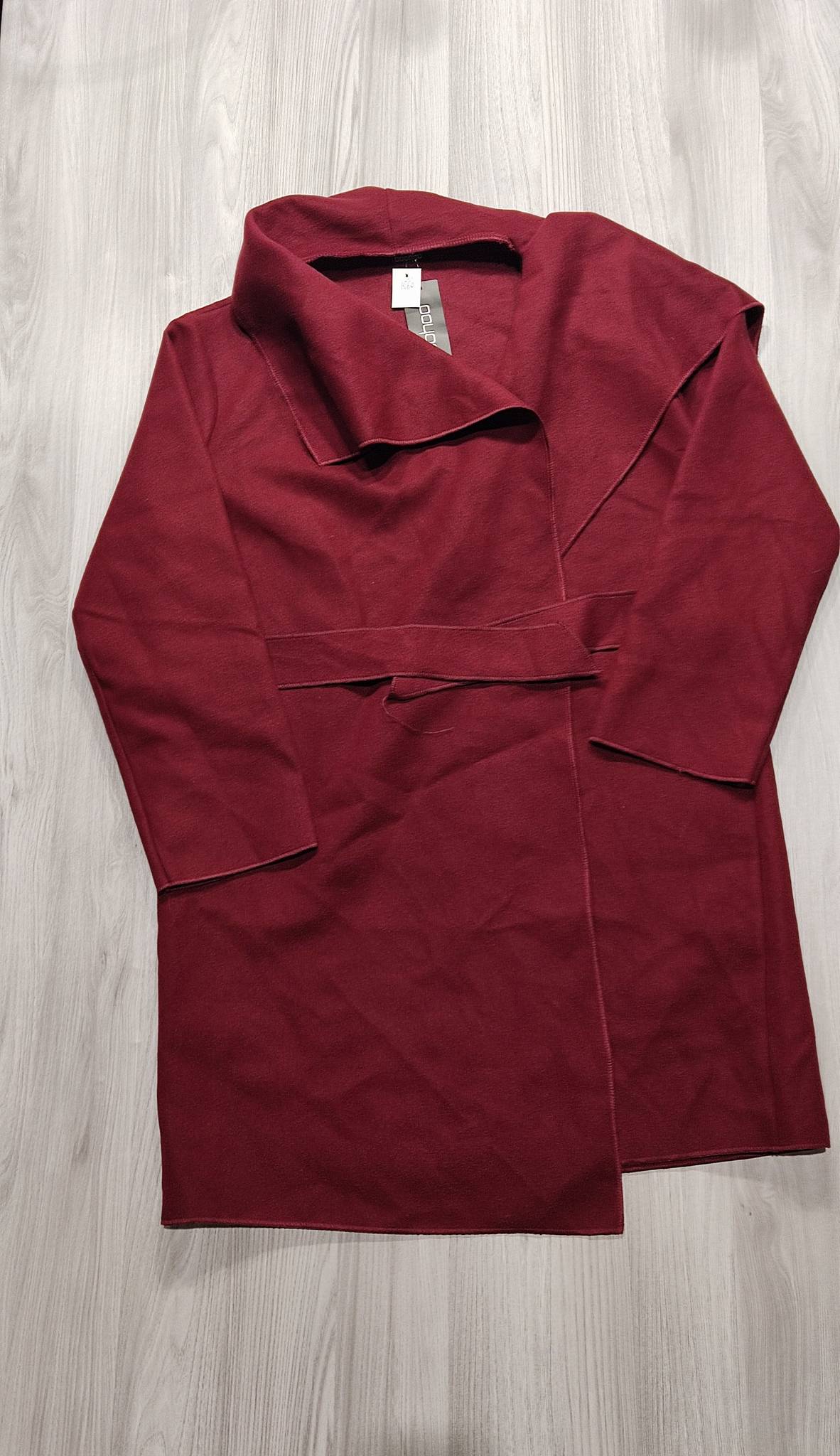 Boohoo bordó vízesés fazonú kabát
