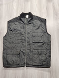 Fekete fényes zsebes mellény, fleece gallér