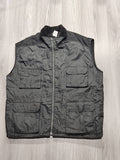 Fekete fényes zsebes mellény, fleece gallér