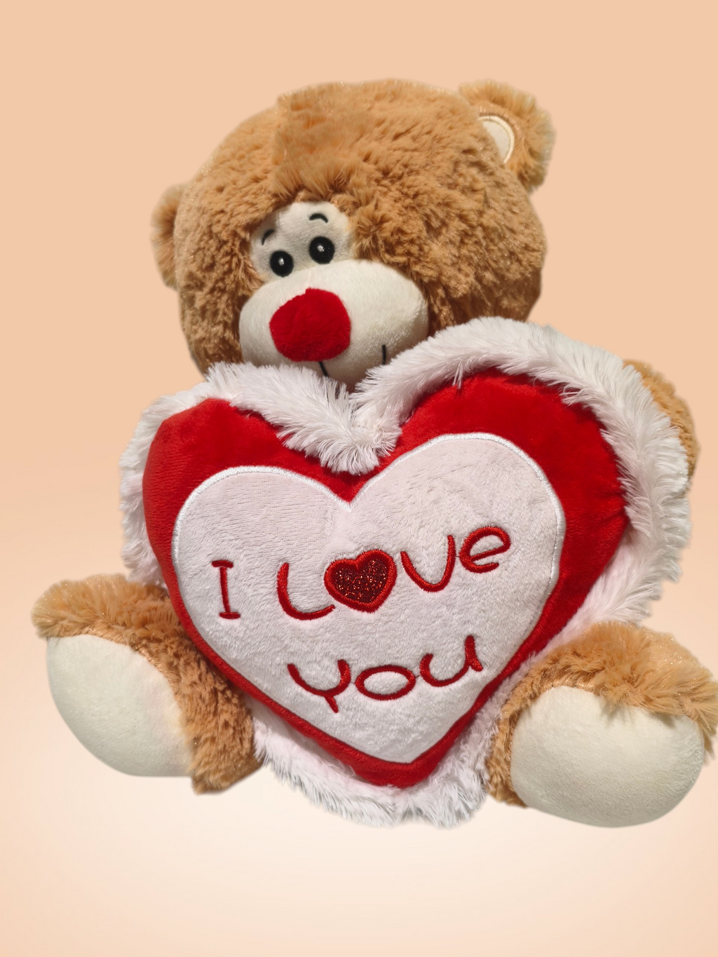I Love You szíves barna plüss maci