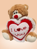 I Love You szíves barna plüss maci