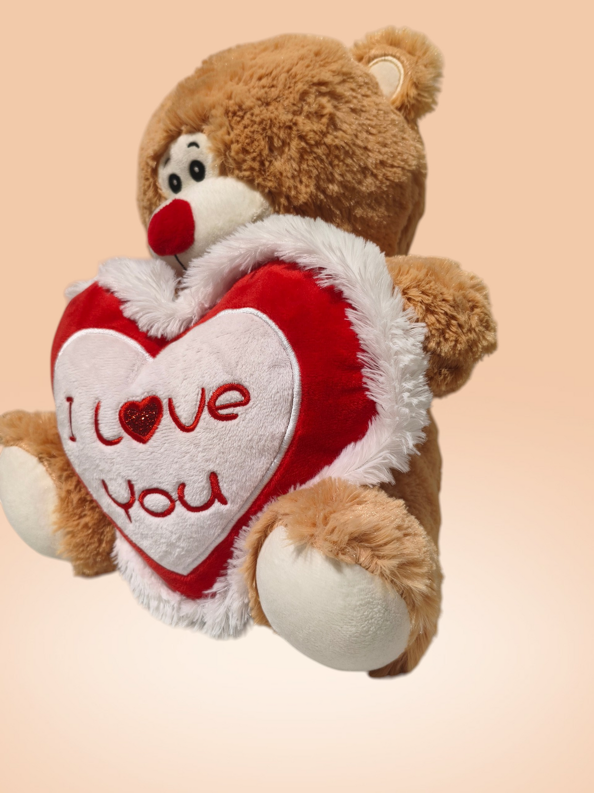 I Love You szíves barna plüss maci