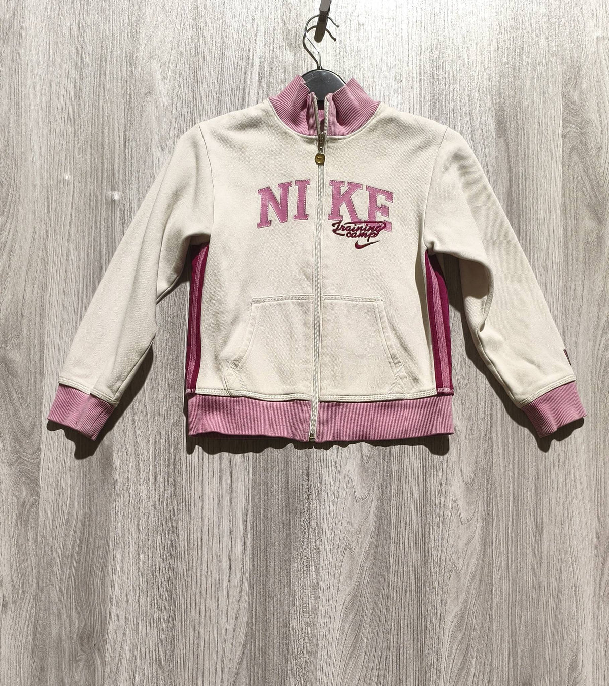 Nike krémszínû-rózsaszín cipzáras lányka pulóver