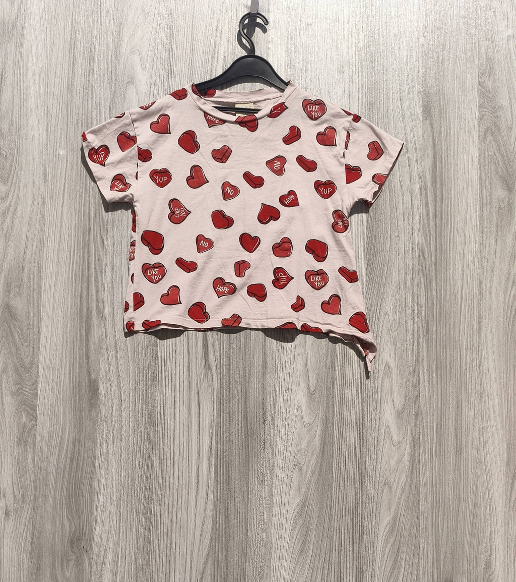 Zara Girls világosrózsaszín szívmintás lányka póló