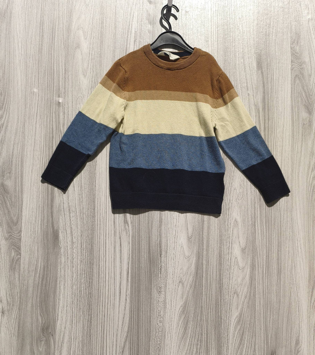 H&M barna-bézs-kék csíkos fiú pulóver