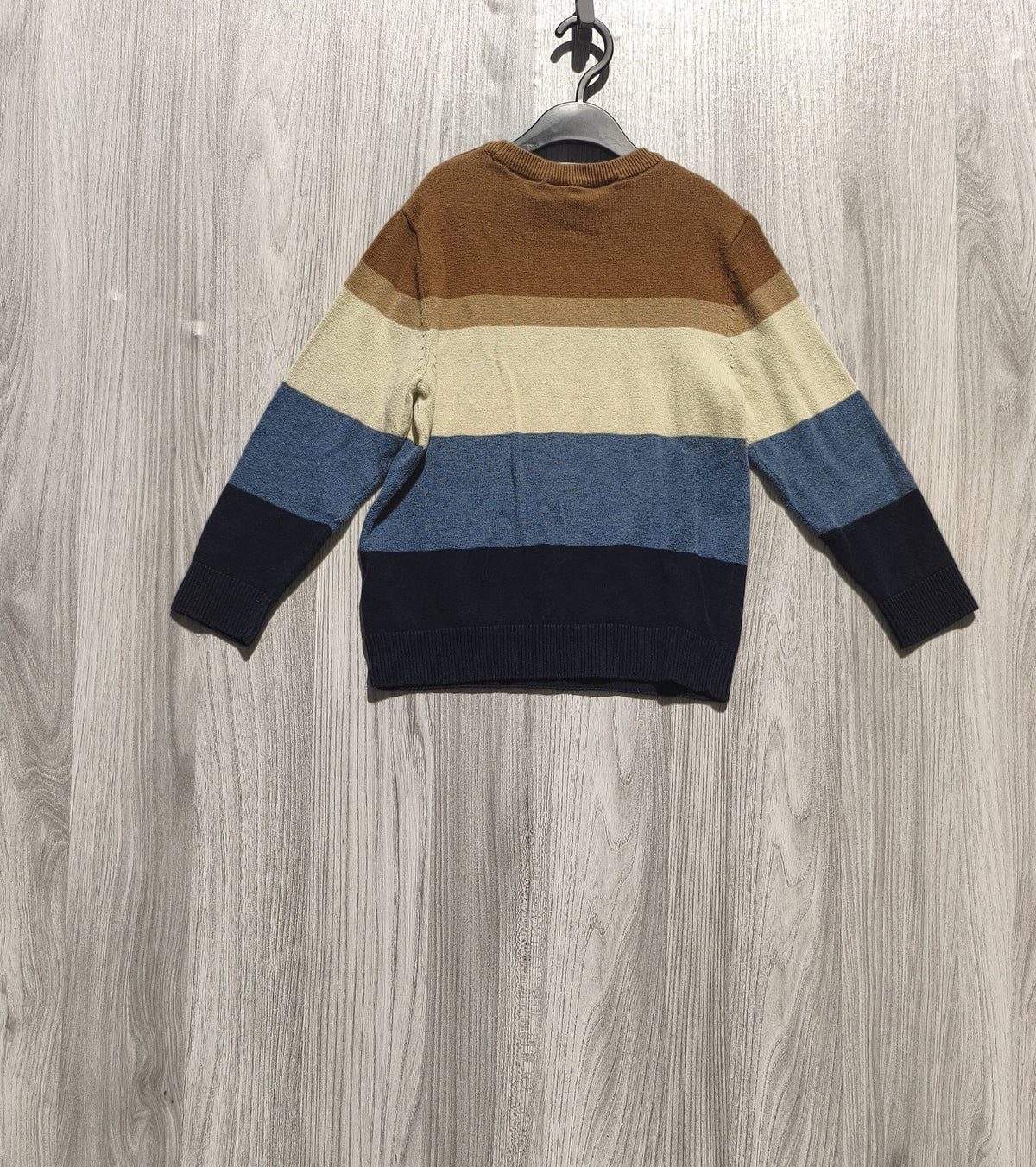 H&M barna-bézs-kék csíkos fiú pulóver