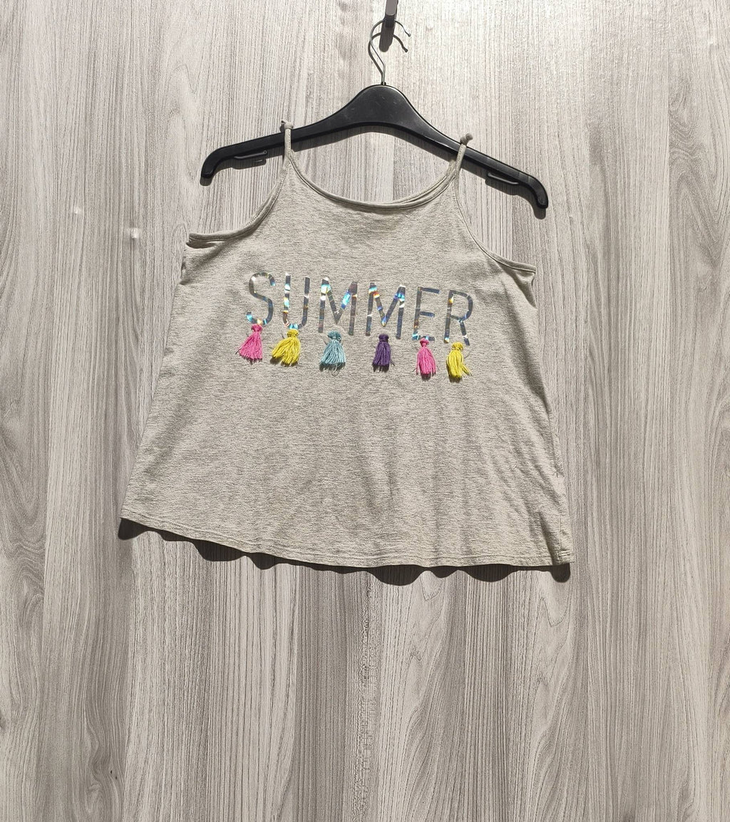 F&F szürke Summer feliratos bojtos pántos lány felsõ