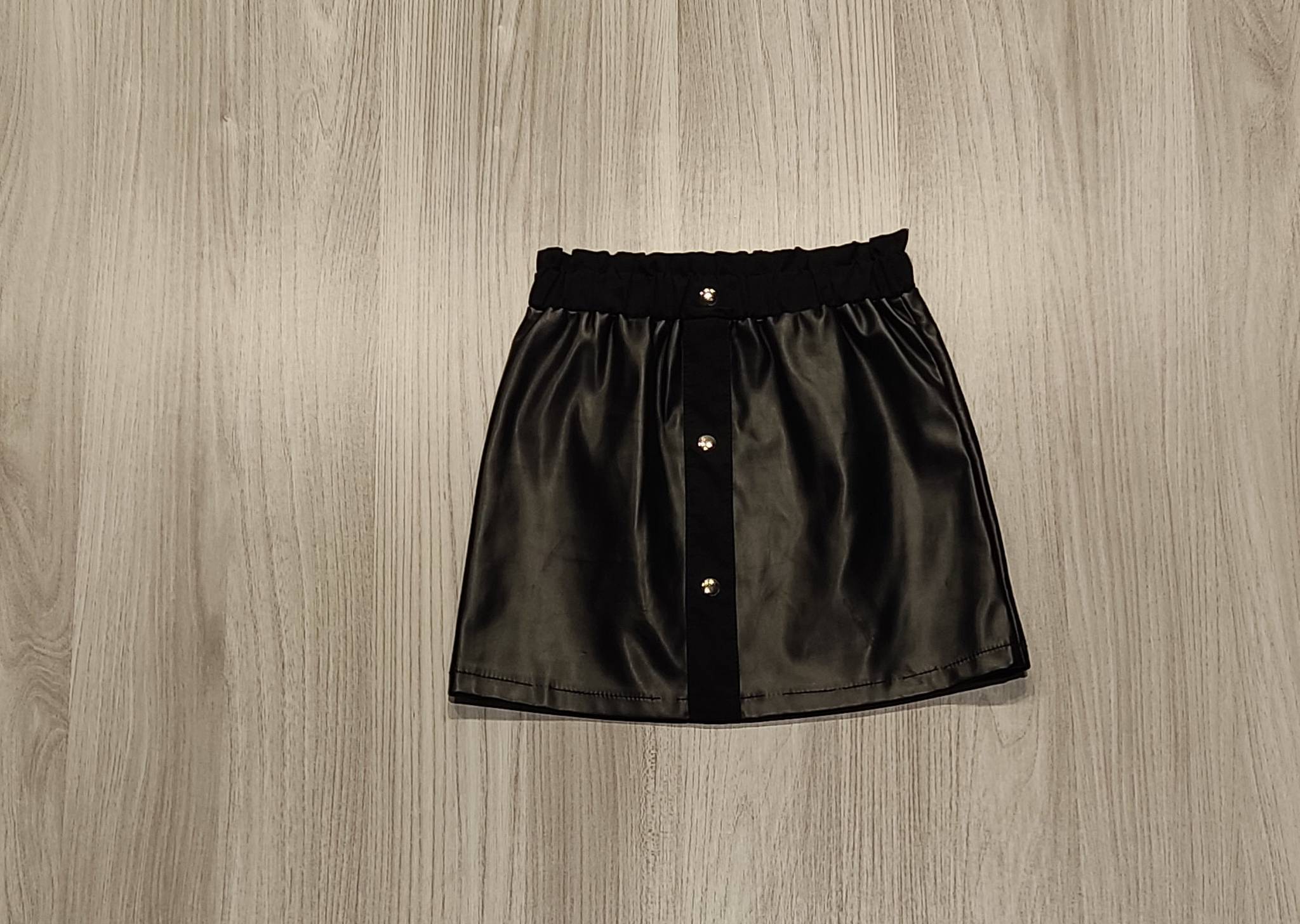 Shein fekete műbőr szoknya patentos