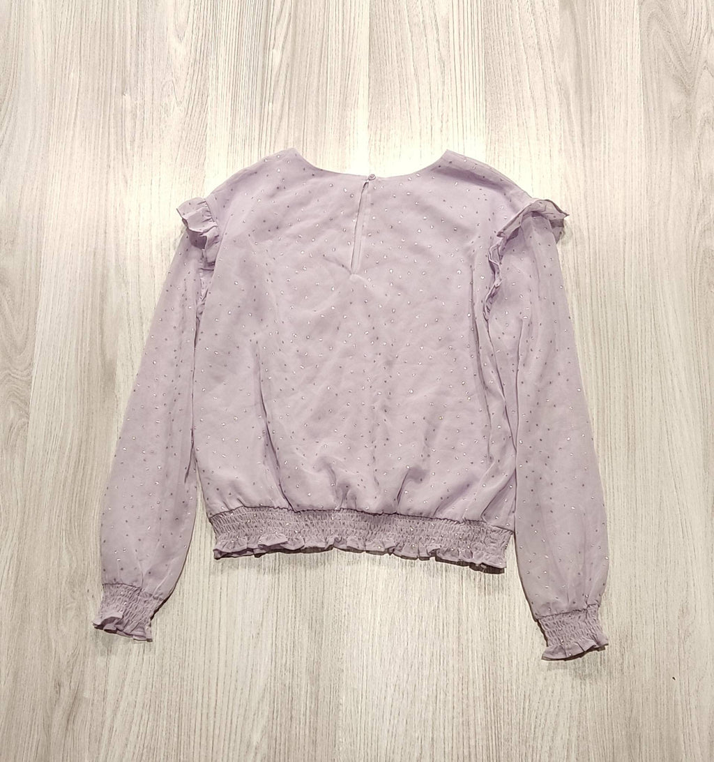 H&M lila pöttyös fodros blúz