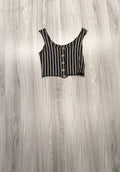 Csíkos rövid fazonú crop top gombokkal