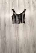 Csíkos rövid fazonú crop top gombokkal