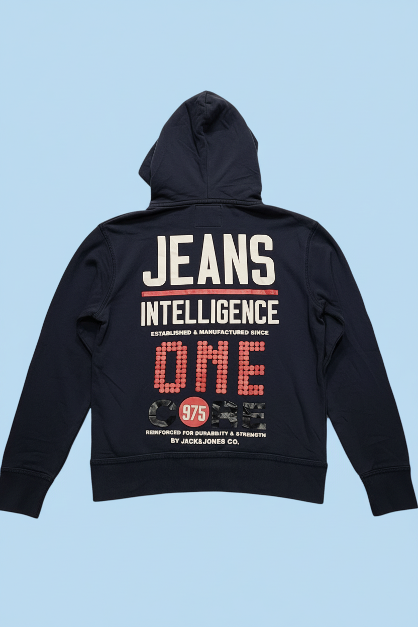 Jack & Jones sötétkék kapucnis pulóver